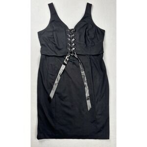 Lane Bryant Women's Black Lace Up Corset Midi Dress Size 18
